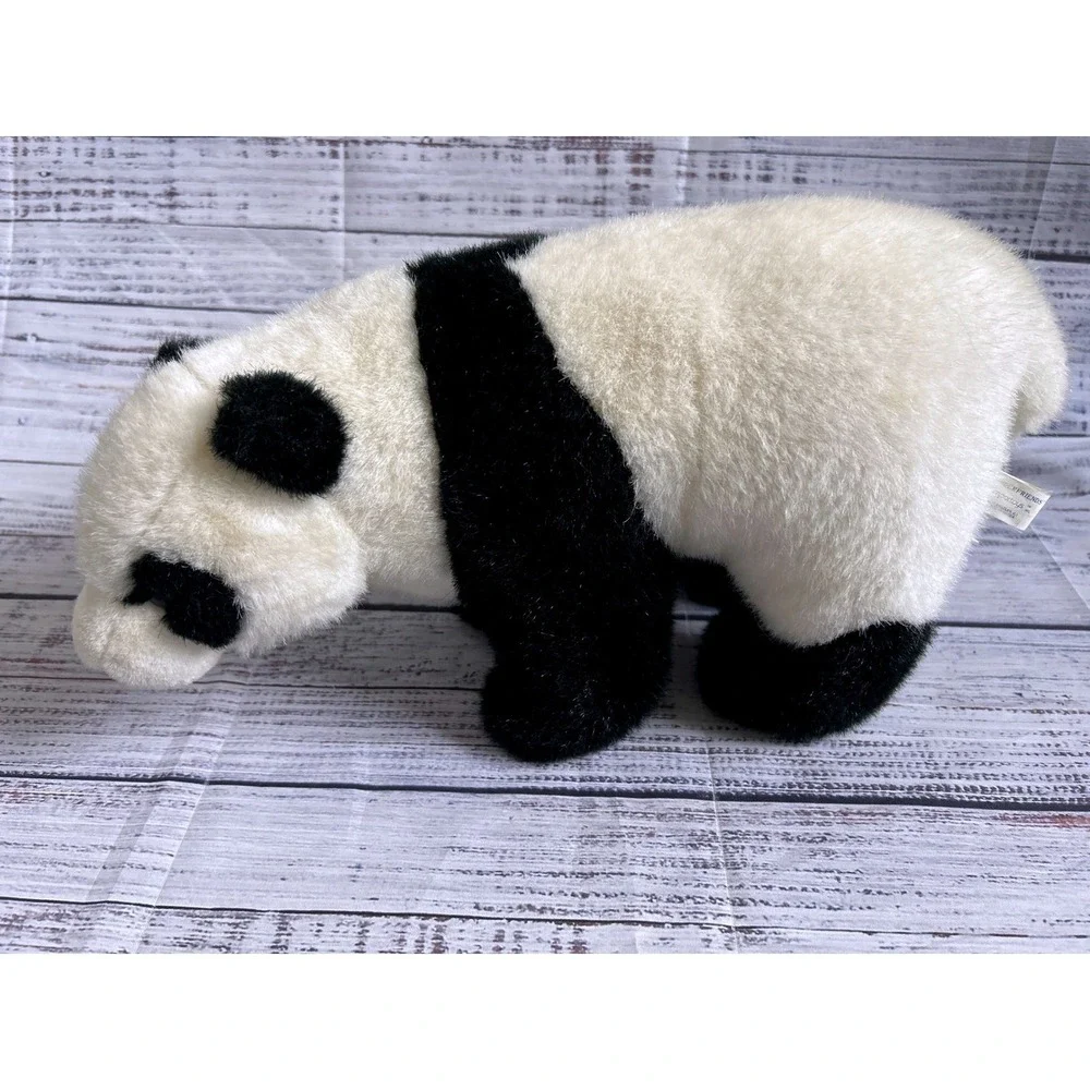 Kinderfriends Importoys Panda Bear Plush Vintage Stuffed Animal Black White 14in - Picture 1 of 7